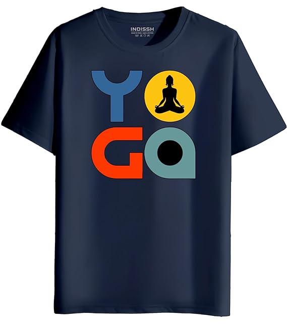 INDISSH Women's Regular Fit Half-Sleeves YOGA2 Themed Garphic Printed Tshirt|Regular Wear T-Shirt for Women's| Pack of 1 T-Shirt|